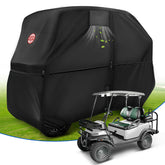 NOKINS 420D Waterproof Golf Cart Cover | 2+2 Seater | Fits EZGO/Club Car | Windproof, Double Zipper Doors, Black